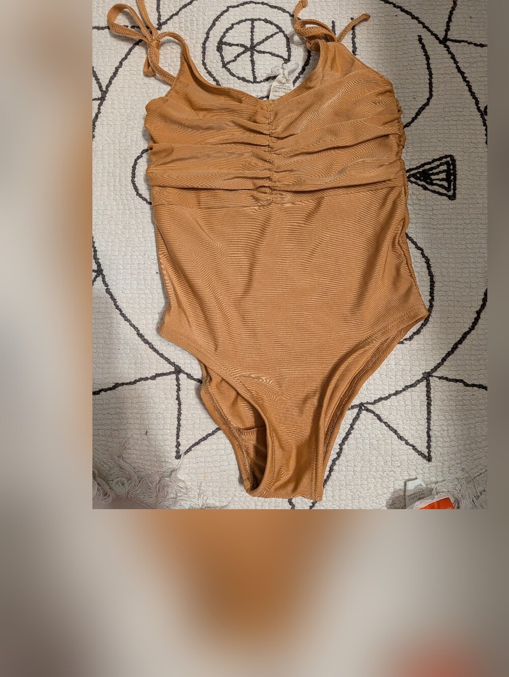Ruched One-Piece Swimsuit in Caramel